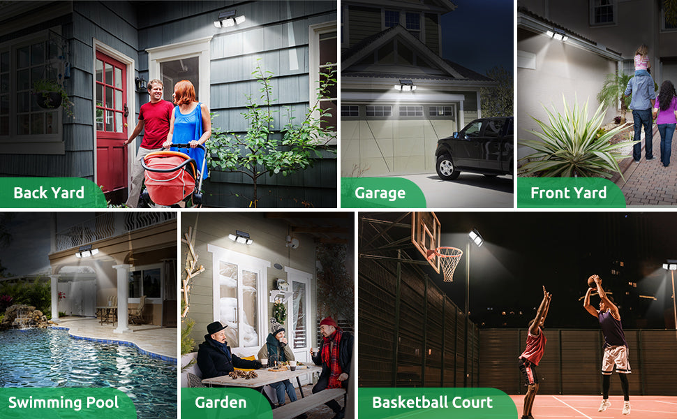 Solar Outdoor Lights, 280 LED Solar Powered Security Light With Remote Control, 3 Adjustable Heads
