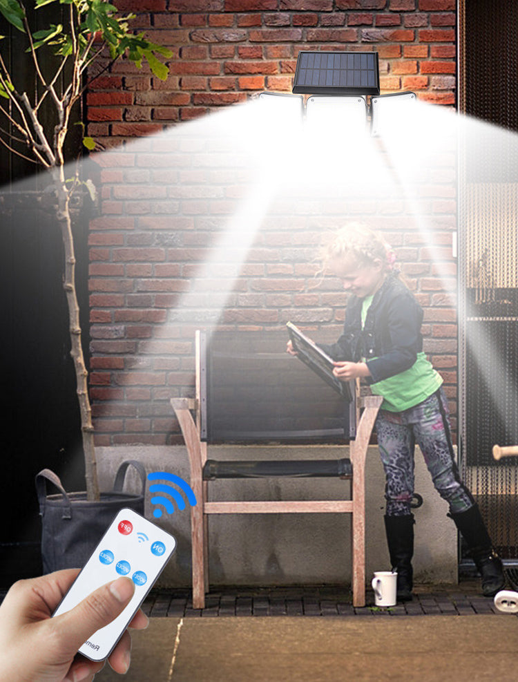Solar Outdoor Lights, 280 LED Solar Powered Security Light With Remote Control, 3 Adjustable Heads