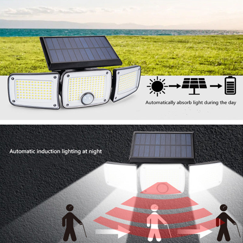 Solar Outdoor Lights, 280 LED Solar Powered Security Light With Remote Control, 3 Adjustable Heads