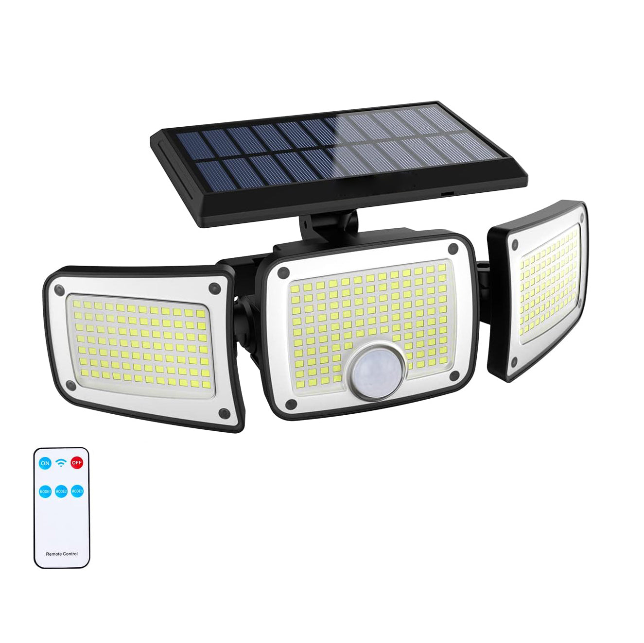 Solar Outdoor Lights, 280 LED Solar Powered Security Light With Remote Control, 3 Adjustable Heads